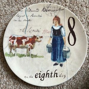 Williams Sonoma 12 Days of Christmas dessert/salad plate. The Eighth day.